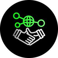 Hand holding a handshake for networking Dual Gradient Circle Icon vector