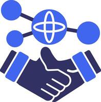 Hand holding a handshake for networking Solid Two Color Icon vector