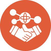 Hand holding a handshake for networking Glyph Circle Icon vector