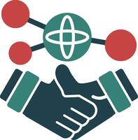 Hand holding a handshake for networking Glyph Two Color Icon vector