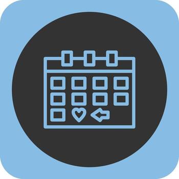 Calendar with a Save the Date marker Linear Round Icon vector