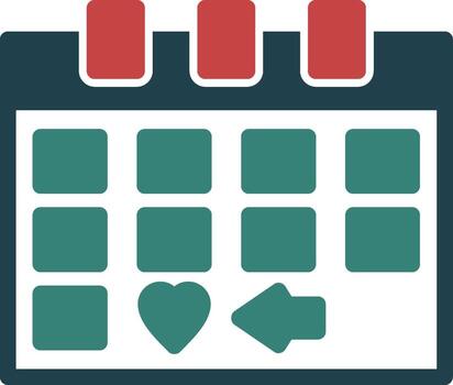 Calendar with a Save the Date marker Glyph Two Color Icon vector