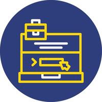 Laptop with a Apply Here button Dual Line Circle Icon vector