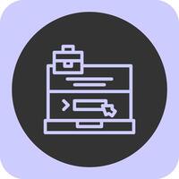 Laptop with a Apply Here button Linear Round Icon vector