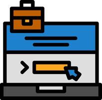 Laptop with a Apply Here button Line Filled Icon vector