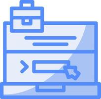 Laptop with a Apply Here button Line Filled Blue Icon vector
