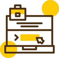 Laptop with a Apply Here button Yellow Lieanr Circle Icon vector