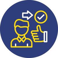 Person with a thumbs up for approval Dual Line Circle Icon vector