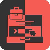 Laptop with a Apply Here button Red Inverse Icon vector