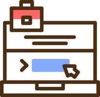 Laptop with a Apply Here button Color Filled Icon vector