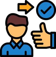 Person with a thumbs up for approval Line Filled Icon vector
