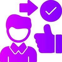 Person with a thumbs up for approval Solid Multi Gradient Icon vector