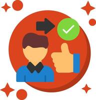 Person with a thumbs up for approval Tailed Color Icon vector