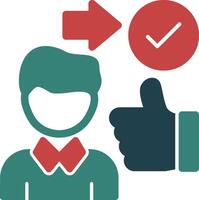 Person with a thumbs up for approval Glyph Two Color Icon vector