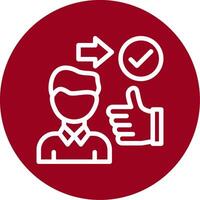 Person with a thumbs up for approval Outline Circle Icon vector