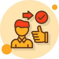Person with a thumbs up for approval Filled Shadow Circle Icon vector