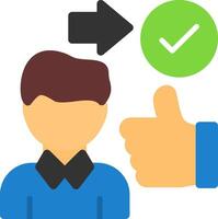 Person with a thumbs up for approval Flat Icon vector