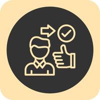 Person with a thumbs up for approval Linear Round Icon vector
