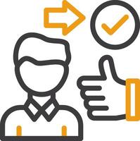 Person with a thumbs up for approval Line Circle Icon vector