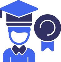 Person with a graduation cap for achievement Solid Two Color Icon vector