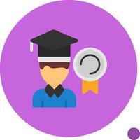 Person with a graduation cap for achievement Flat Shadow Icon vector