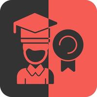 Person with a graduation cap for achievement Red Inverse Icon vector