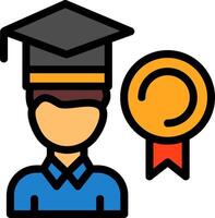 Person with a graduation cap for achievement Line Filled Icon vector