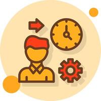 Person with a clock for time management Filled Shadow Circle Icon vector