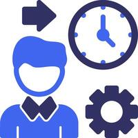 Person with a clock for time management Solid Two Color Icon vector