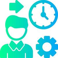 Person with a clock for time management Solid Multi Gradient Icon vector