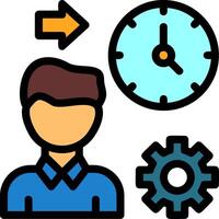 Person with a clock for time management Line Filled Icon vector