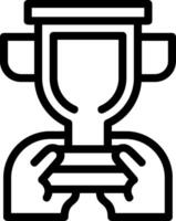 Hand with a trophy for recognition Line Icon vector