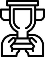 Hand with a trophy for recognition Line Icon vector