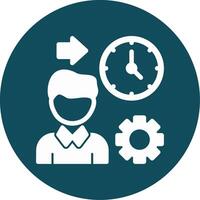 Person with a clock for time management Glyph Circle Icon vector