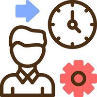 Person with a clock for time management Color Filled Icon vector