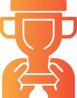 Hand with a trophy for recognition Solid Multi Gradient Icon vector