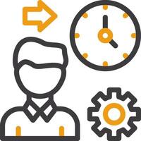 Person with a clock for time management Line Circle Icon vector