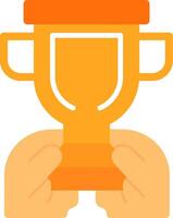 Hand with a trophy for recognition Flat Icon vector