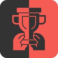 Hand with a trophy for recognition Red Inverse Icon vector