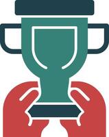 Hand with a trophy for recognition Glyph Two Color Icon vector