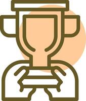 Hand with a trophy for recognition Linear Circle Icon vector