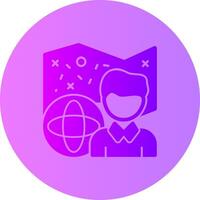 Person with a map for exploration Gradient Circle Icon vector