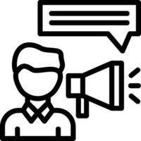 Person with a megaphone for communication Line Icon vector