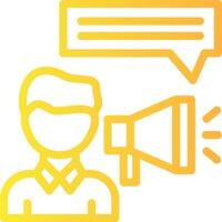 Person with a megaphone for communication Linear Gradient Icon vector