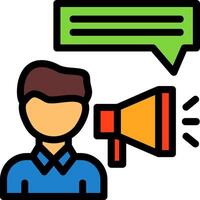 Person with a megaphone for communication Line Filled Icon vector