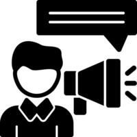 Person with a megaphone for communication Glyph Icon vector