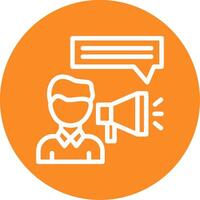 Person with a megaphone for communication Outline Circle Icon vector