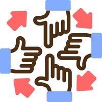 Group of people with hands in a circle for unity Color Filled Icon vector