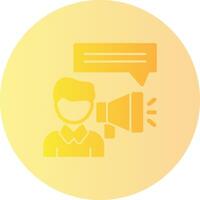 Person with a megaphone for communication Gradient Circle Icon vector
