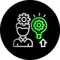 Person with a lightbulb for ideas Dual Gradient Circle Icon vector